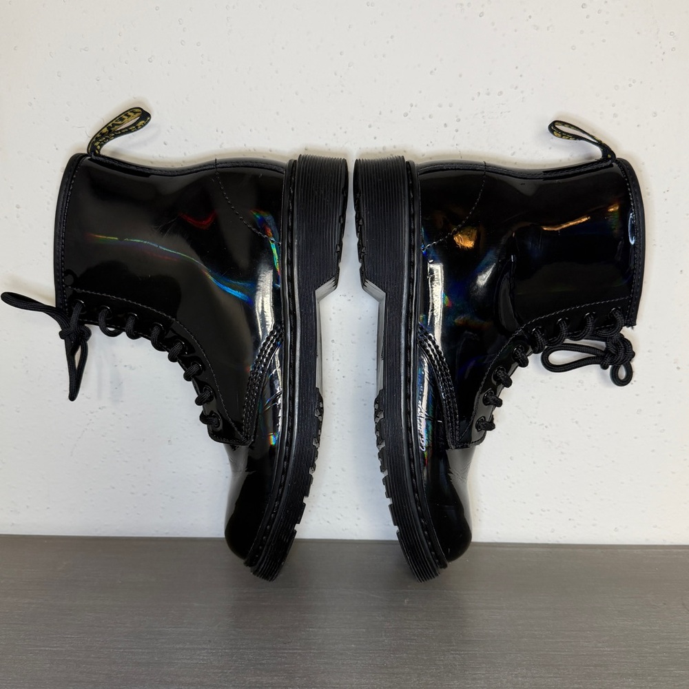 Dr. Martens 1460 J Patent Iridiscent Black Boots Junior Size 4 US Men 5 US Women - Picture 4 of 8